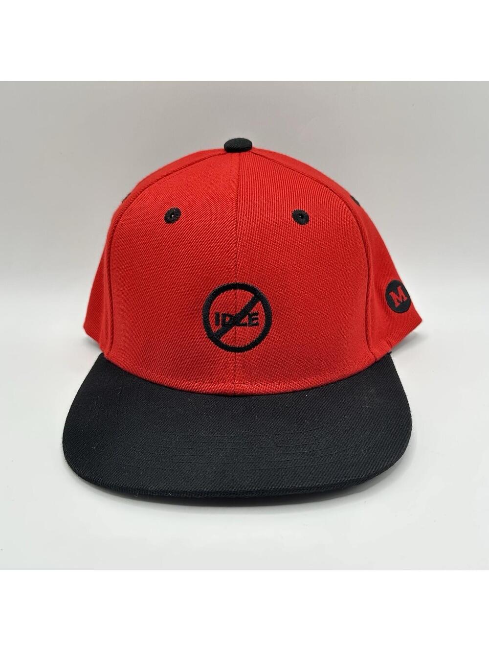 Mammoth Headwear No Idle Black & Red Snapback Hat One Size Fits Big